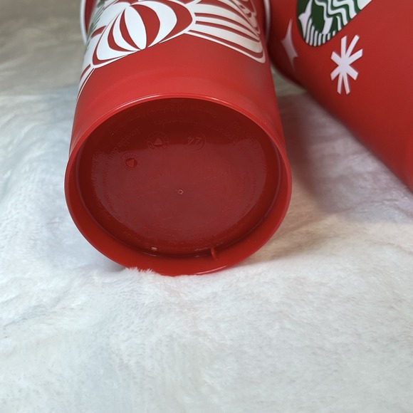 Starbucks 25 Years Holiday LOT OF 3 Cup Cheer Plastic Reusable Red Tumbler 16 oz - Picture 5 of 6